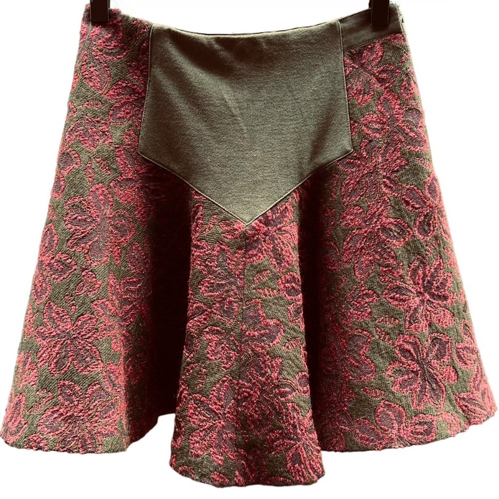 Alice & Olivia Green & Plum Floral Mini Skirt  - Size 0